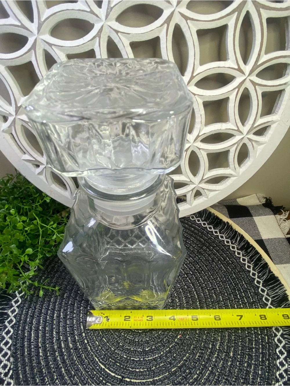 Vintage Bormioli Rocco Square Decanter With Square Topper 32oz & 9‎ 1/2